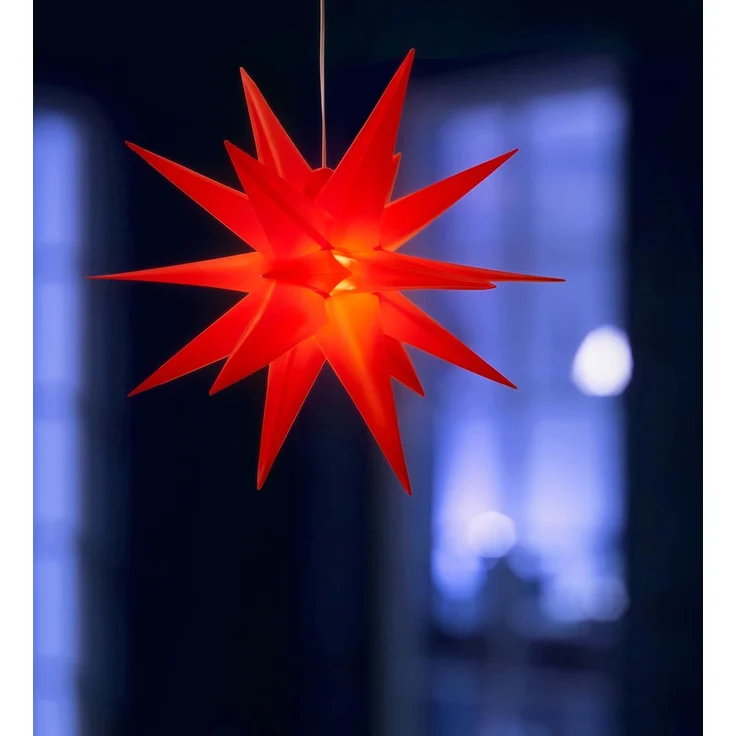 Bonetti 3D Leuchtstern inkl. warm-weißer LED Beleuchtung | für Innen und Außen geeignet | hängend | 7,5 m Zuleitung (rot, ca. 57 x 44 x 48 cm) – Bild 2