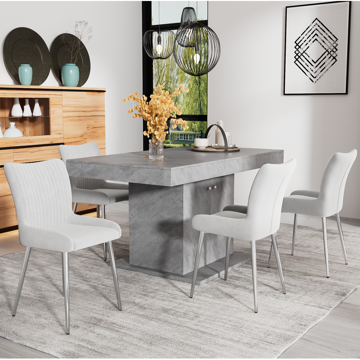 Esszimmerstuhl 2er-Set, Samt mit Metallgestell, 74x58x48 cm, Grau – Bild 3