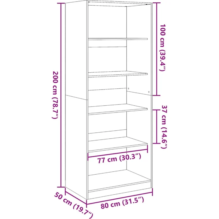 vidaXL Kleiderschrank Räuchereiche 80x50x200 cm Holzwerkstoffs 3307724 – Bild 9