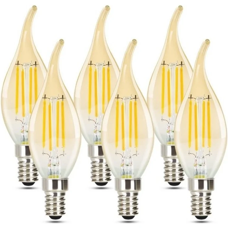 Nettlife LED-Leuchtmittel 6 Stück E14 2700K kerze Birne 4W Filament Retro Edison Glühlampe, E14, 6 St, Warmweiß – Bild 4