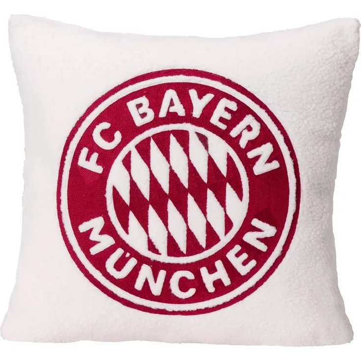 FC Bayern München Kopfkissen FC Bayern München Dekokissen I Sofakissen I Sherpa I Weiß I 45 x 45 cm