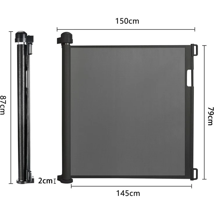 FIVMEN Treppenschutzgitter PVC Türschutzgitter Ausziehbar 0-300 cm, Weiß/Grau/Schwarz für Babys und Haustiere – Bild 1