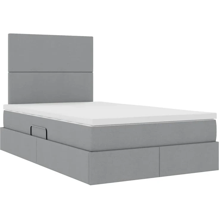 vidaXL LED-Speicherbett mit Matratze Hellgrau 120 x 200 cm Stoff 3372345 – Bild 6