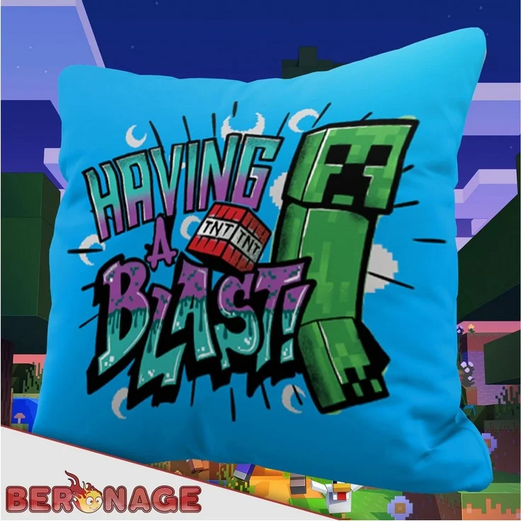 BERONAGE Dekokissen Minecraft Kissen Blast 40x40 cm Creeper TNT Survival Mode Kuschelkissen, passend zur Bettwäsche, ideal für Sofa, Couch, Kinder-Bett, Auto – Bild 3