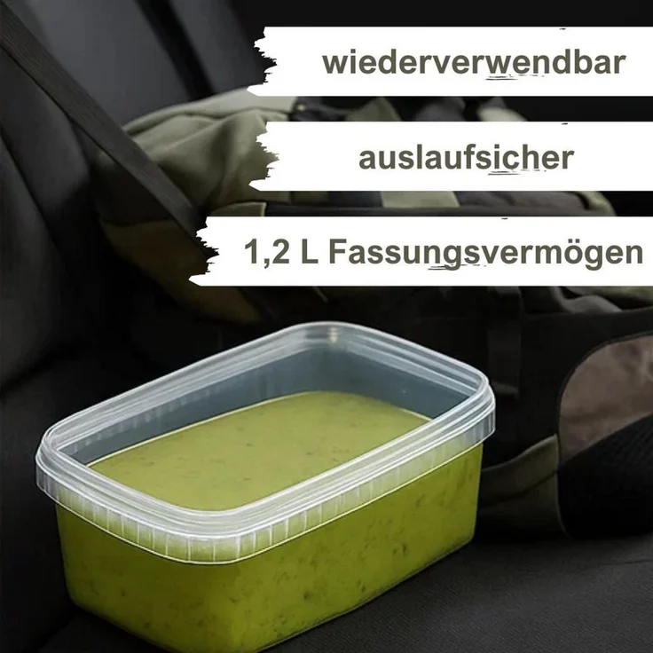 mikken Frischhaltedose Lebensmittelbox 1200 ml – Frischhaltedose & Deckel, (Spar-Set, 100-tlg, Vorratsset), Hitzebeständig bis 100 °C, geeignet für Schockfrostung, luftdicht – Bild 4