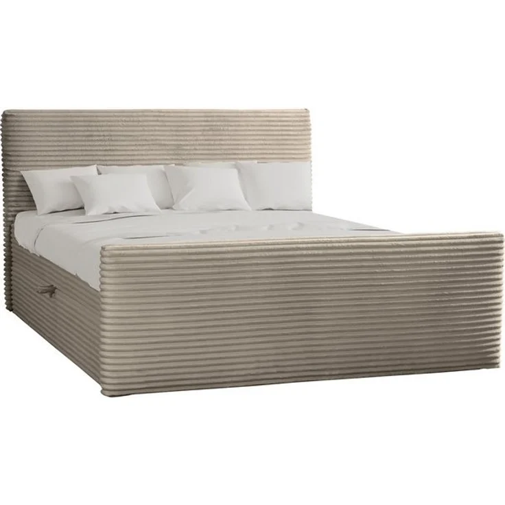 Kaiser Möbel Boxspringbett Boxspringbett mit bettkasten und topper TRENTO stoff Plüsch Cord, mit Topper mit Bettkasten – Bild 4