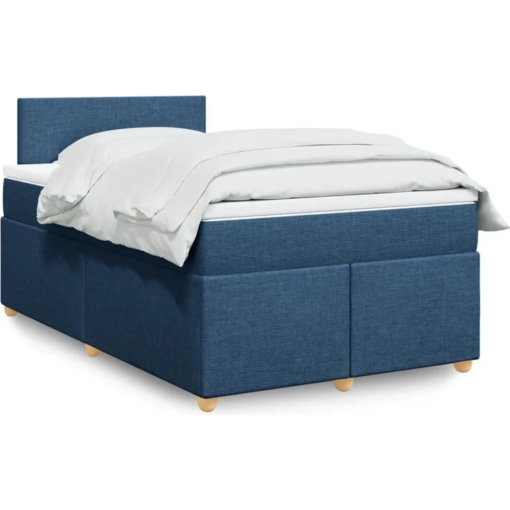 vidaXL Boxspringbett mit Matratze Blau 120x200 cm Stoff 3288946 – Bild 1