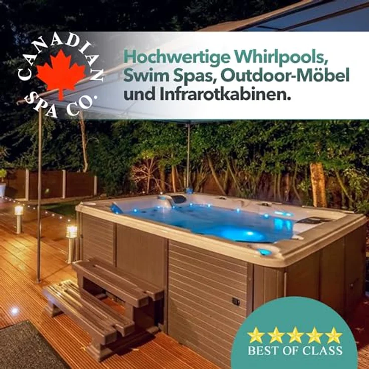 Canadian Spa Company Winnipeg UV 6-Personen Whirlpool mit 35 Massagedüsen, LED-Innenbeleuchtung, Wasserfall und Bluetooth Audio System – Bild 3