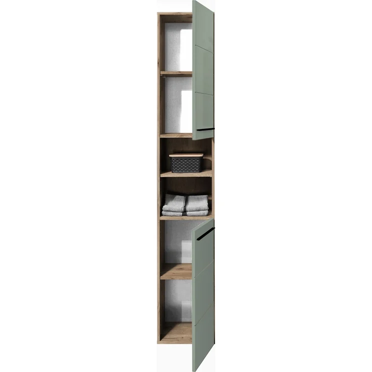 Badezimmer-Set >Vista< (4-tlg.) in Viking Oak / Schilfgrün - 170x190x31 (BxHxT) – Bild 3