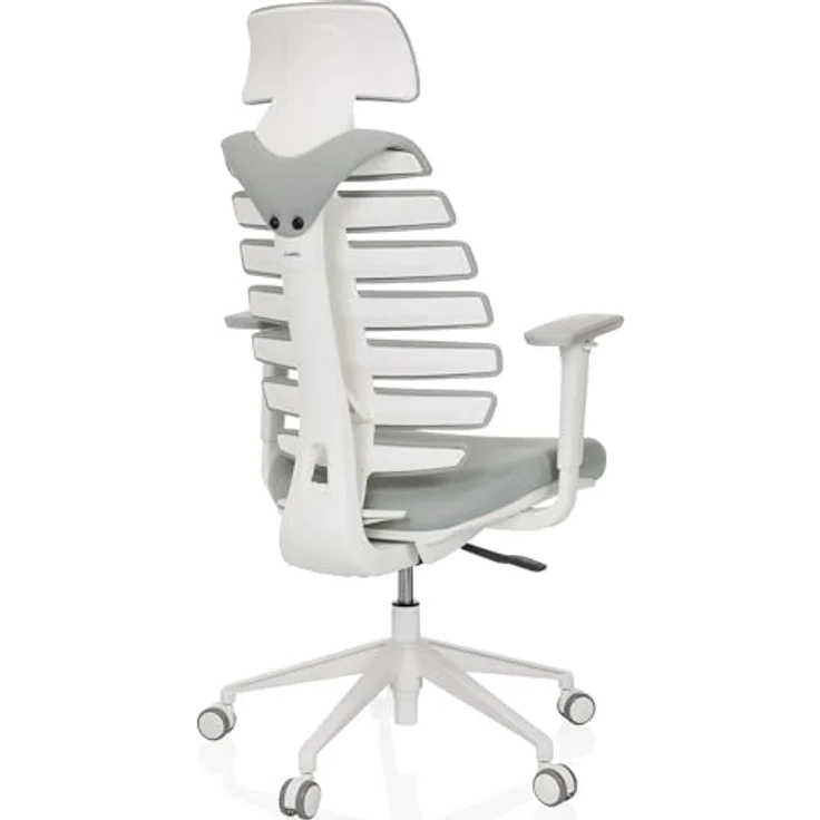 MID.YOU Drehstuhl Hellgrau, Textil, ergonomische Rückenlehne, mit Armlehnen, Höhenverstellbar 67x116 - 133x65 cm, ideal für Arbeitszimmer – Bild 9