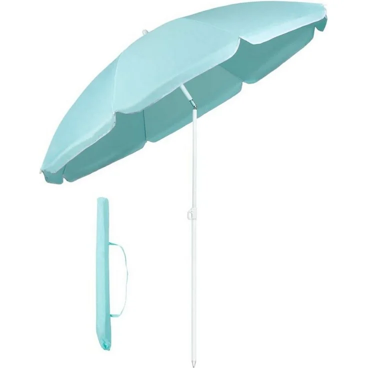 SUNULA Sonnenschirm Ø140/Ø160 cm Balkonschirm Rund Strandschirm mit Schutzhülle, LxB: 140x140 cm, 140 cm mit Knickfunktion, Höhenverstellbar, Leicht zu Transportieren – Bild 1
