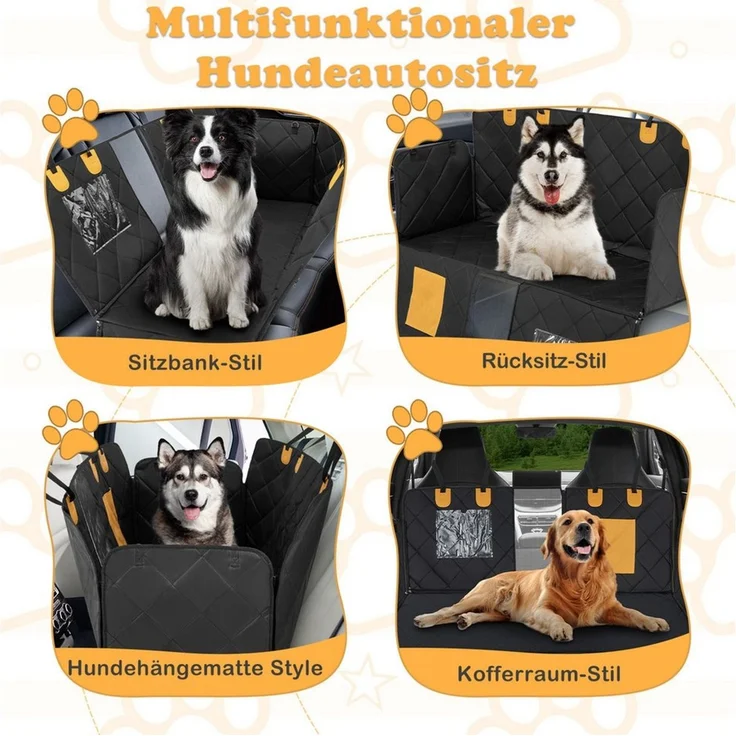 KOMFOTTEU Tier-Autoschondecke, Hundedecke mit Netzfenster & Taschen – Bild 3