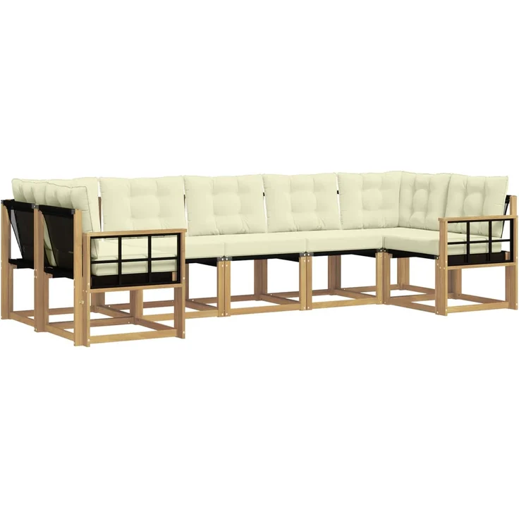 vidaXL Outdoor-Sofagarnitur 7 stk. 7-Sitzer Weiß und Creme 3389840 – Bild 2