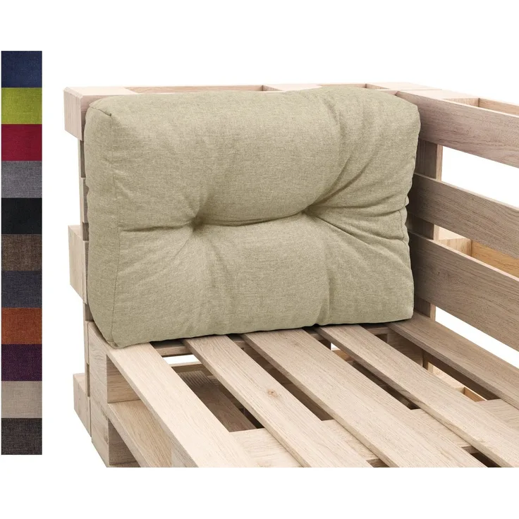 sunnypillow Rückenkissen Palettenkissen gesteppt Seitenkissen 60 x 40 x 15 cm, Cremefarben