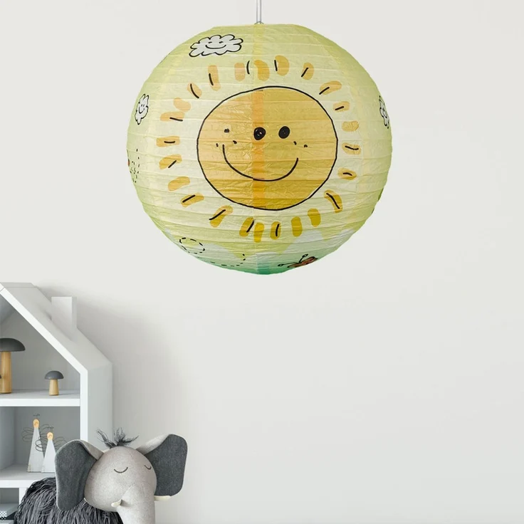 Papier Lampenschirm fürs Kinderzimmer mit fröhlichem Sonnen Motiv Ø 40cm – Bild 2