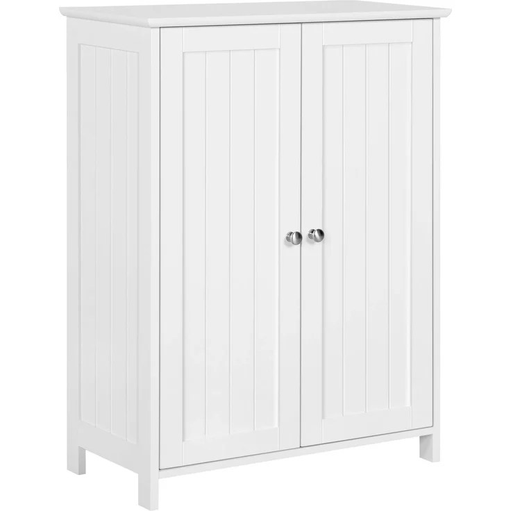 Yaheetech Badezimmerschrank freistehender Badschrank Aufbewahrungsschrank mit Doppeltür und verstellbare Regalebene Badzimmer/Wohnzimmer/Eingang Weiß 60 * 30 * 80.5cm