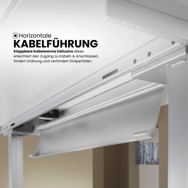 bümö elektrisch höhenverstellbarer Schreibtisch 200x80 cm in graphit, Gestell in silber - Schreibtisch höhenverstellbar elektrisch mit Memory-Steuerung, Steh-Sitz Tisch, XDSM-20-G-S – Bild 3