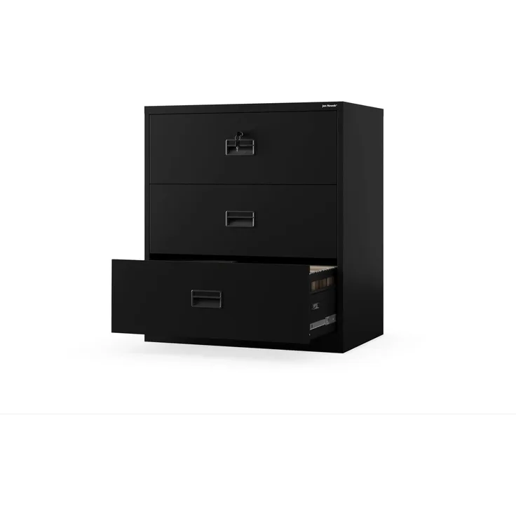 Jan Nowak Aktenschrank Metall abschließbar 102x90x60 cm mit 3 Schubladen | Vollauszug, Zentralverschluss, Kippschutz, Büro, Archiv, Homeoffice