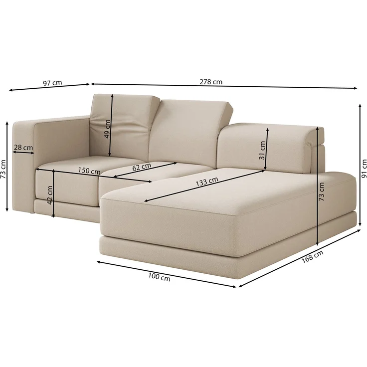 Selsey 'Novals' Ecksofa L-Form, 4-Sitzer, rechts, Bouclé Greige, 278 cm – Bild 5