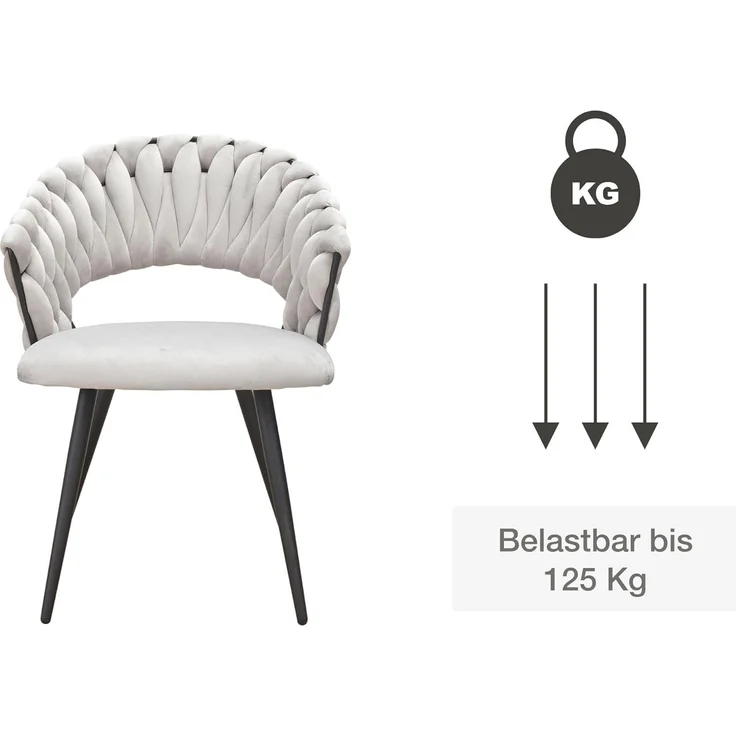 LC Home Esszimmerstuhl »Nancy« Flechtoptik Samt Armlehnstuhl Designerstuhl (Einzelstuhlset, 2 St), Gestell aus Metall – Bild 6