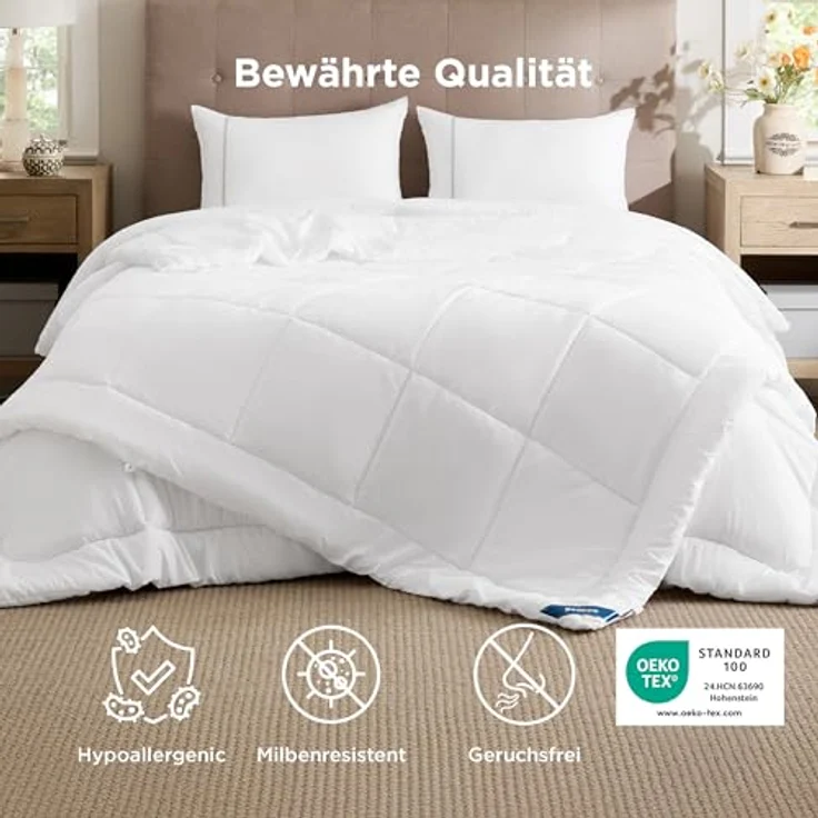 BEDSURE Bettdecke 135x200 2er Set 450gsm - Winterdecke 4 Jahreszeiten Inklusive Ganzjahresdecke 300gsm & Sommerdecke 150gsm, 2 Steppdecke für Vierjahreszeiten/Sommer/Winter, White – Bild 6
