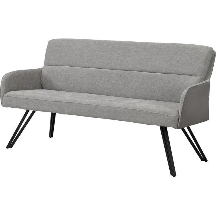 byLIVING Bank Tino/Webstoff und Mikrofaser Bezug und Gestell in schwarz/Aufgedoppelter Rücken/Küchenbank, Sitzbank, Esszimmerbank/B 160 x H 94 x T 67 cm (Hellgrau) – Bild 5