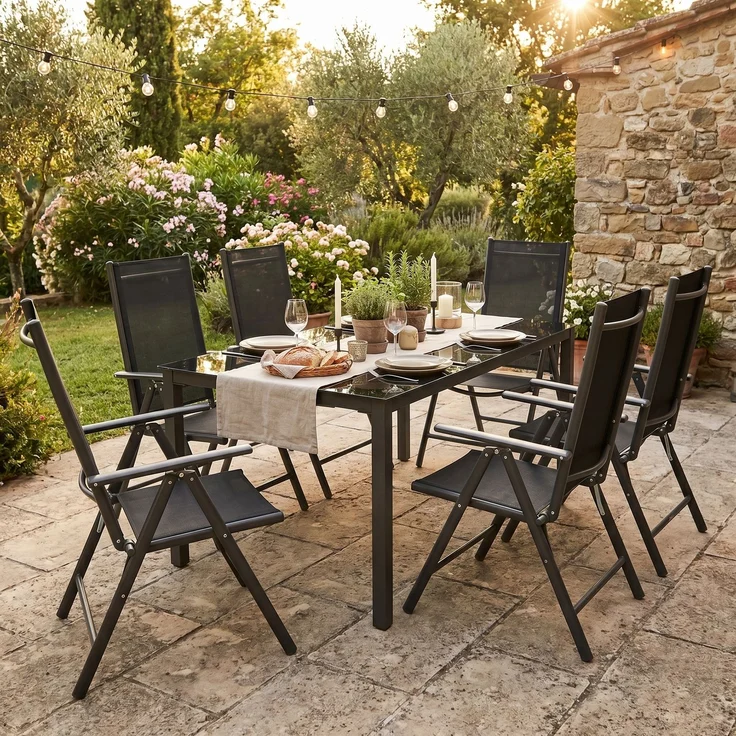 VCM Gartenmöbel-Set Miami 915310 Anthrazit H. 76 x B. 189 x T. 90 cm – Bild 5