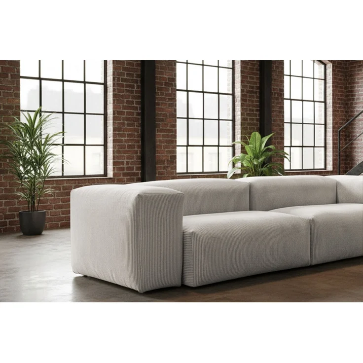 KAWOLA Sofa CELESTE 4-Sitzer mit Hocker Cord hellgrau 72 x 114 x 302 cm – Bild 5