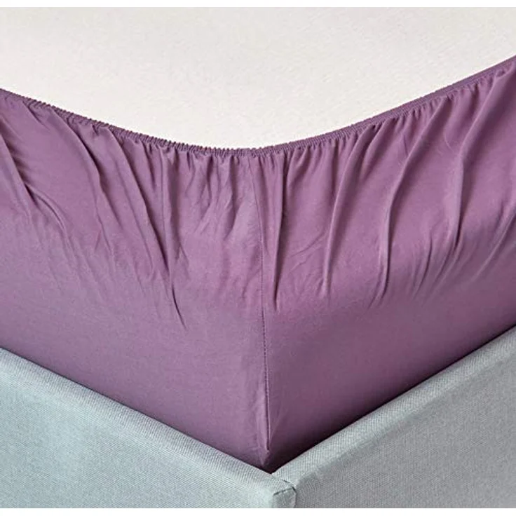 Homescapes Perkal-Spannbettlaken, lila, 140x190 cm, 100% Baumwolle, Oeko-Tex® zertifiziert, hautfreundlich und atmungsaktiv – Bild 2