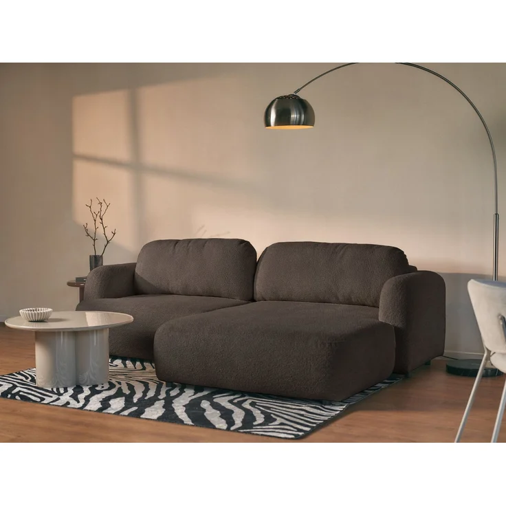 Selsey Tvoya Ecksofa mit Schlaffunktion, Ottomane rechts, Bouclé Braun – Bild 3