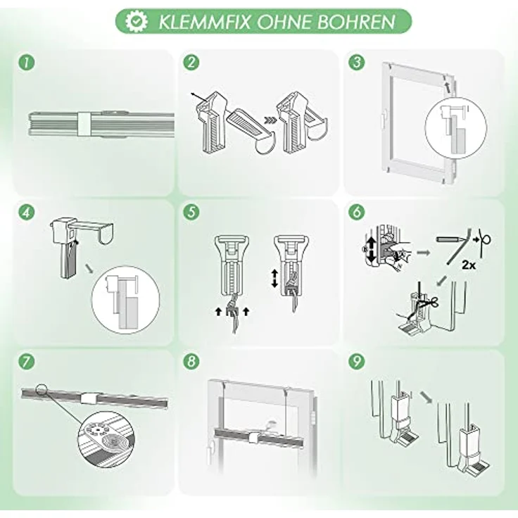 bobodeco Plissee ohne Bohren Klemmfix Faltrollo Jalousie Grau 100x130 cm (BxH), Plisseerollo Sichtschutz und Sonnenschutz Blickdicht Easyfix lichtdurchlässig Rollo für Fenster & Tür – Bild 8