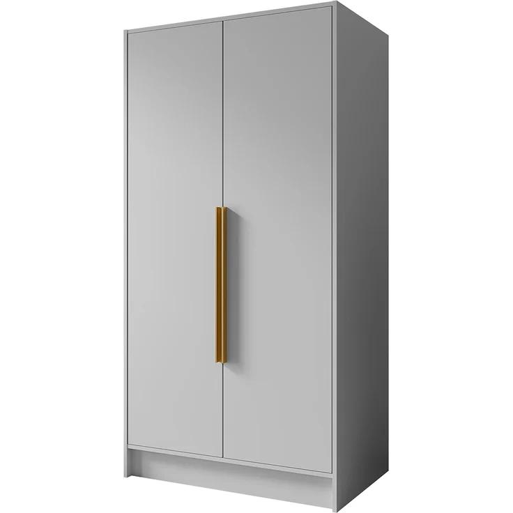 MEBLINI Kleiderschrank PORTINA 100cm - Weiß Matt - mit goldfarbenen Griffen - Drehtürenschrank ohne Spiegel - Kleiderstangen und Regalböden – Bild 1