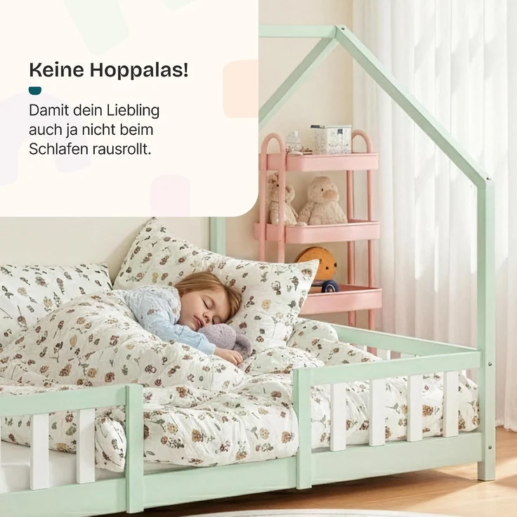 Hausbett Sisimiut mit Rausfallschutz 120x200 cm Mintgrün/Weiß [en. casa] – Bild 6