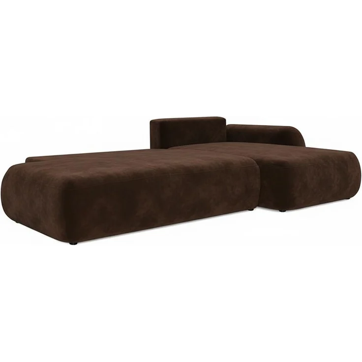 Wohnero24 Ecksofa FIRELLI Rechts 300×190 cm – Modernes Schlafsofa mit Bettkasten – Weicher Velours Stoff Braun – Schlaffläche 225×140 cm – Bild 4