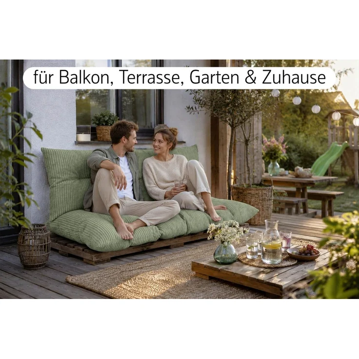 Amilian Palettenkissen Palettenauflagen Set 3-tlg, 120x80 cm + 2x 40x60 cm, für Palettenmöbel, Balkon, Terrasse und Wohnbereich – Bild 3