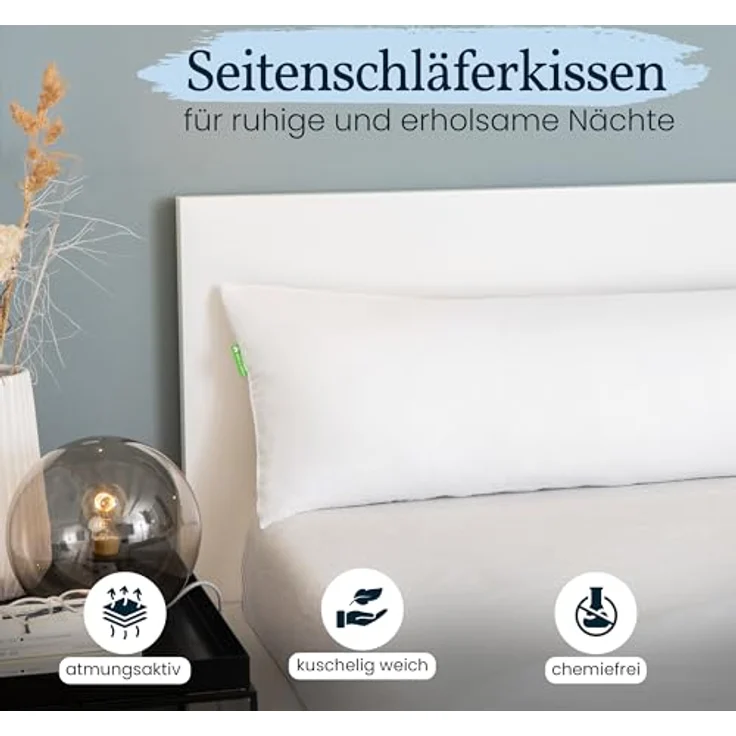 Gentle North Hochwertiges Seitenschläferkissen 40x145 cm - Langes Kissen für Seitenschläfer - Körperkissen - Körperkissen für Erwachsene mit Mikrofaser-Füllung 40x145 cm lang - –kotex - Schlafkissen – Bild 3