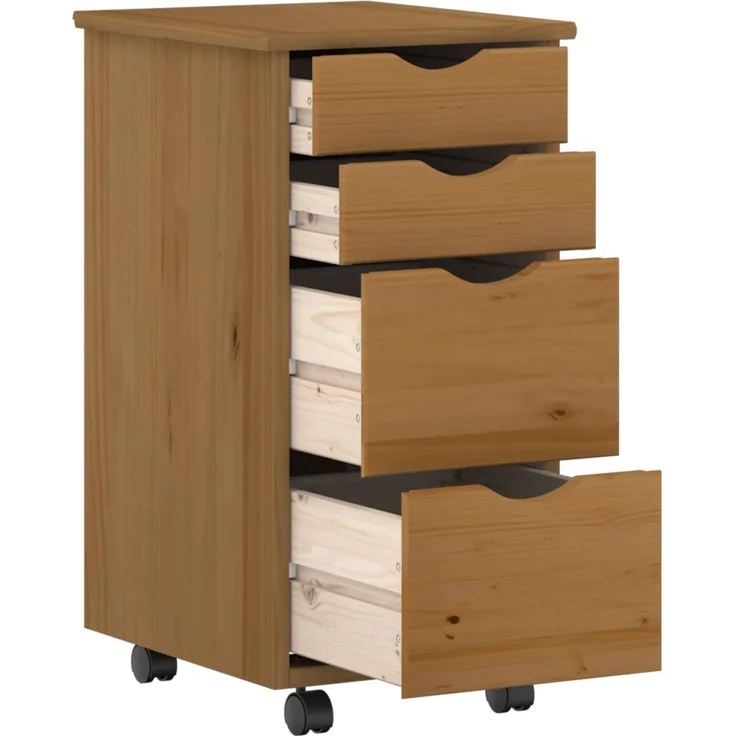 vidaXL Desk und Rolling Cabinet Set MOSS 2 pcs Honigbraun 3438790 – Bild 4