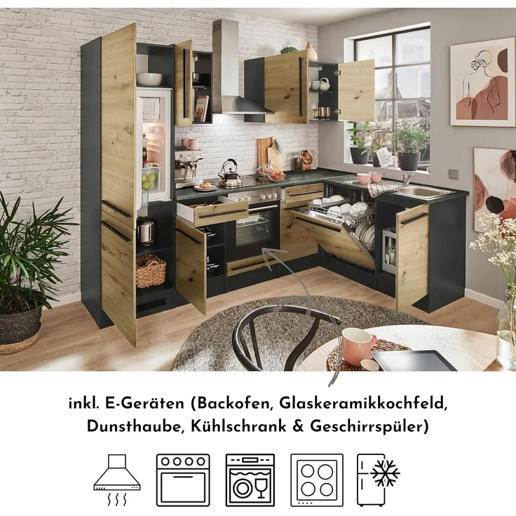 BASIC by Balculina Winkelküche Jazz, Stellbreite 280x175 cm, wahlweise mit E-Geräten – Bild 3