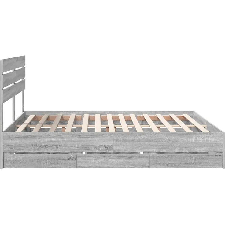 vidaXL Bettrahmen Graues Sonoma 200x200 cm Ingenieurs Holz 3411483 – Bild 8