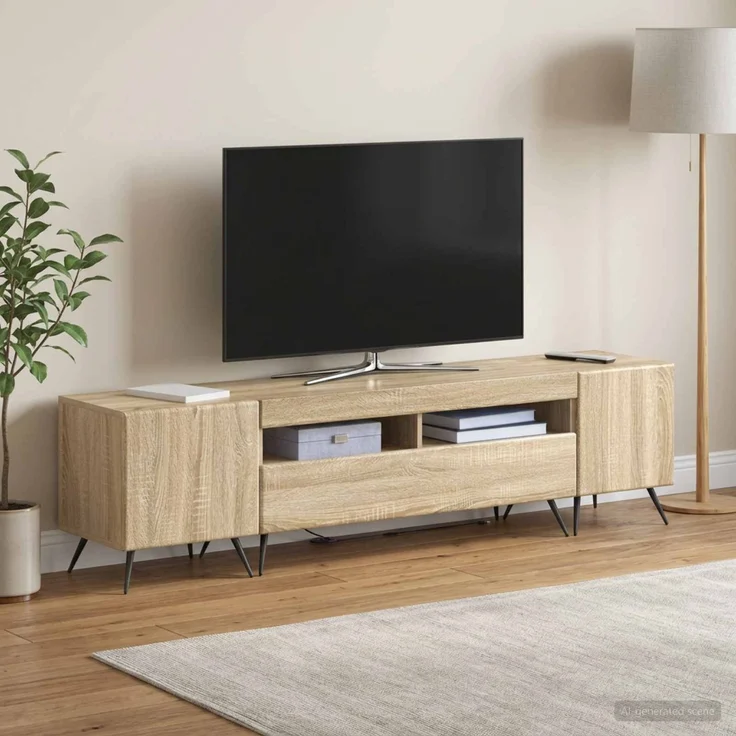 vidaXL LED-TV-Schrank BREDA 3 stk. Sonoma-Eiche Holzwerkstoff 3416920 – Bild 1
