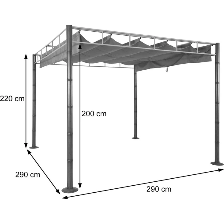 Mendler 'HWC-L42' Pergola, stabiles 7cm-Metall-Gestell taupe / braun, 3x3 m – Bild 3