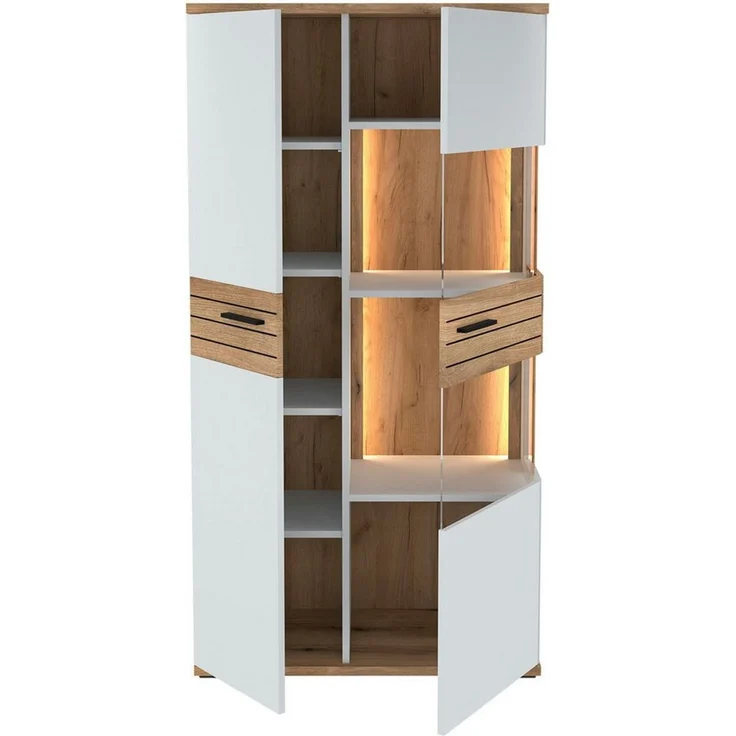 set one by Musterring Vitrine Quincy (1-St) Mit Glas und LED, in Anthrazit/Lichtgrau erhältlich, 80 cm breit – Bild 4
