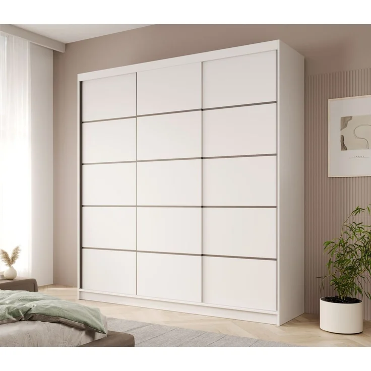 Schiebetürenschrank Schrank Nr. 445 in Weiß matt 200 x 215 x 58 cm – Bild 1