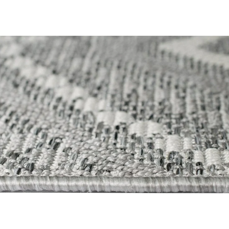 Carpetia Outdoorteppich In- & Outdoor Teppich Sisal Wohnzimmer Rauten Muster grau, rechteckig – Bild 3