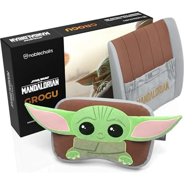 noblechairs Memory Foam Kissen-Set Grogu Edition, Nackenkissen & Lendenkissen, weicher Veloursbezug, ergonomische Unterstützung für angenehmen Sitzkomfort – Bild 2