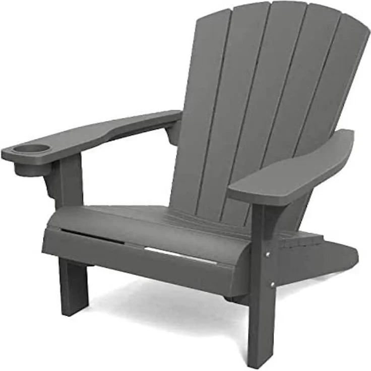 Keter Alpine Adirondack Chair, Outdoor Gartenstuhl aus Kunststoff mit Getränkehalter, grau, wetterfest, amerikanischer Design-Klassiker, für Garten, Terrasse und Balkon, 93 x 81 x 96,5 cm – Bild 1