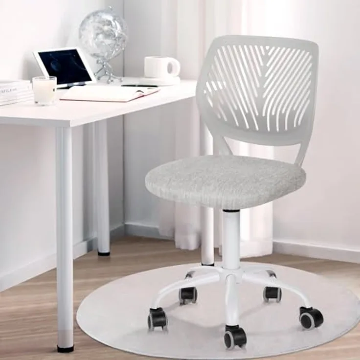 FurnitureR Kinder Schreibtischstuhl, höhenverstellbarer Drehstuhl mit kleinem Loch Rückenlehne Design, geeignet für Kinderzimmer oder Arbeitszimmer, Molandi Grau
