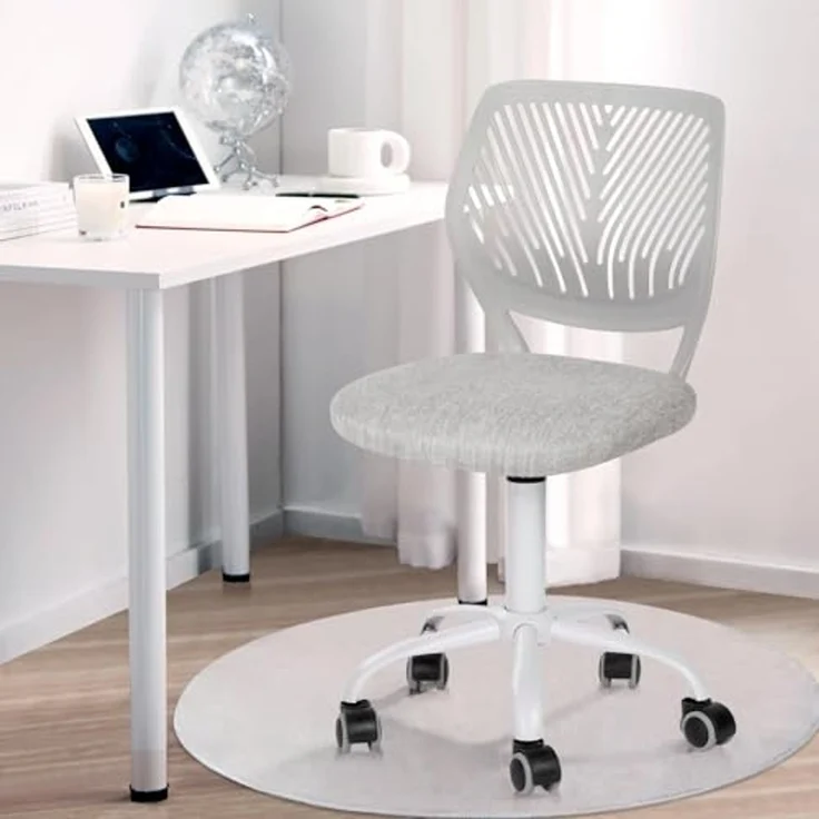 FurnitureR Kinder Schreibtischstuhl, höhenverstellbarer Drehstuhl mit kleinem Loch Rückenlehne Design, geeignet für Kinderzimmer oder Arbeitszimmer, Molandi Grau – Bild 1