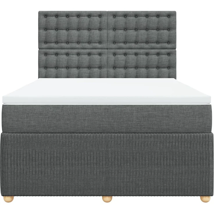 vidaXL Boxspringbett mit Matratze Dunkelgrau 140x190 cm Stoff 3294366 – Bild 6