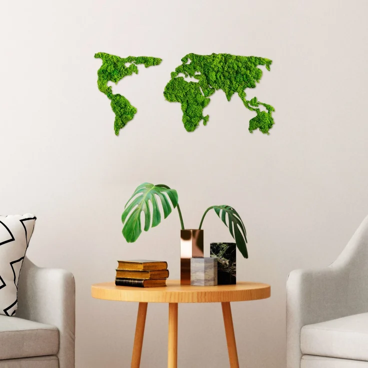 Wallity 'World Map' Dekoratives Wandaccessoire aus Metall, Grün, 32 x 70 cm – Bild 4